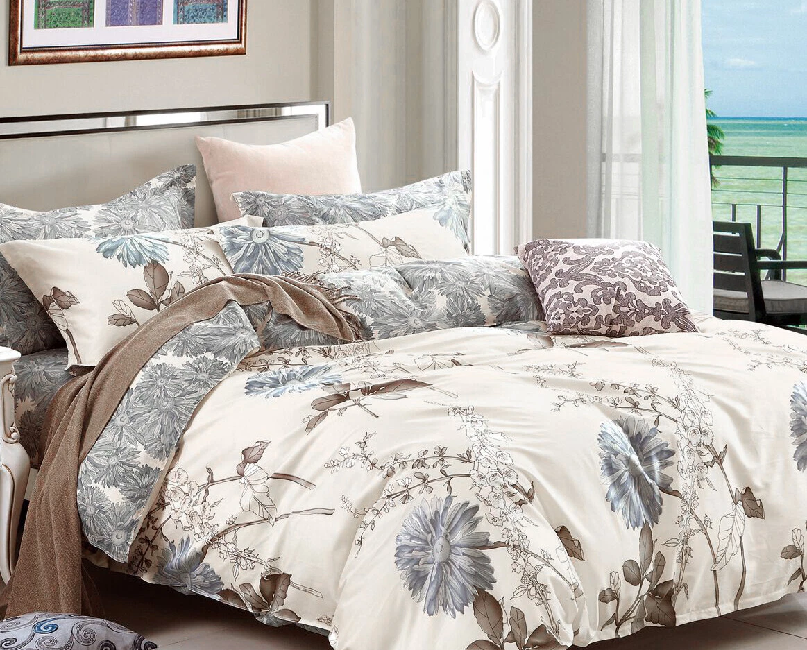 Daisy Silhouette 100% cotton bedding set: 2pc/3pc/